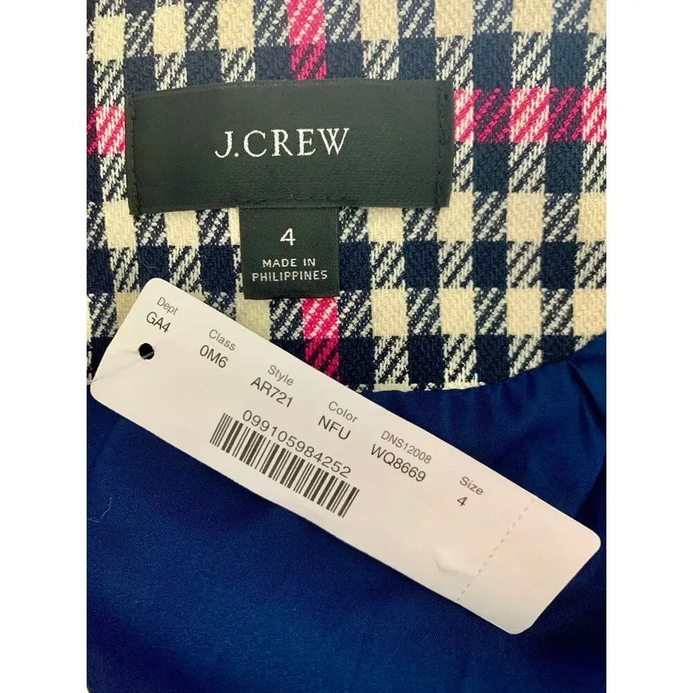 NWT J.Crew Scoopneck Fit Flare Dress in Herringbone Twill Size 4
